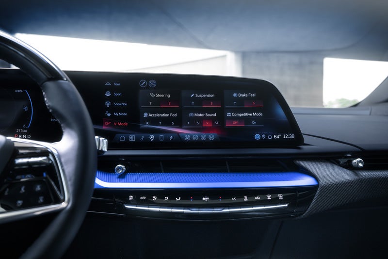 The 2026 OPTIQ-V Display Screen Displaying the V-Mode Settings | Bill Dodge Cadillac in Westbrook ME