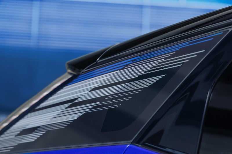 Close-up of the Modern Pattern on the 2026 OPTIQ-V Rear Quarter Glass | Bill Dodge Cadillac in Westbrook ME